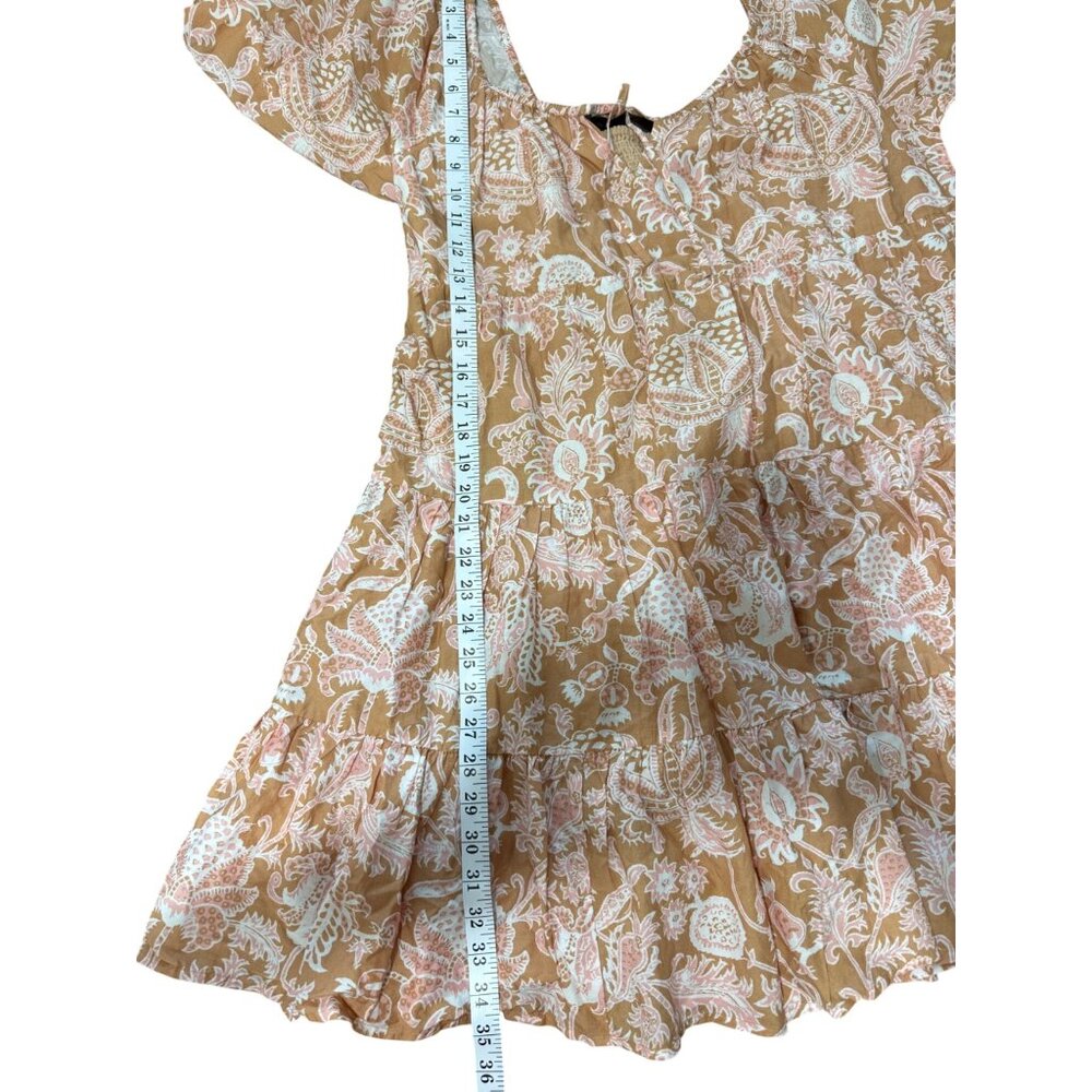 Roller Rabbit Printed Dress Long Sleeve Smocked Boho Cotton Silk Blend Womens L - Picture 6 of 8